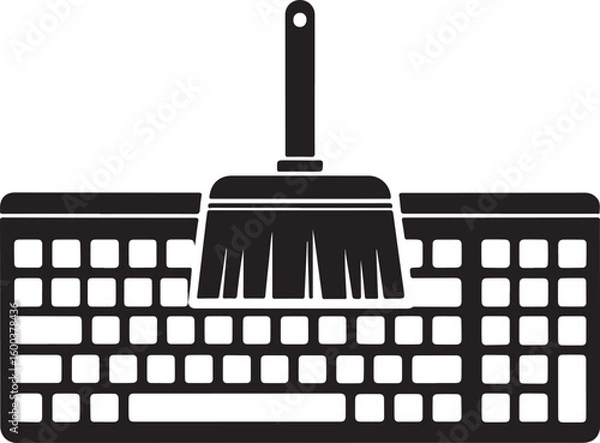Fototapeta Keyboard cleaning brush icon black vector
