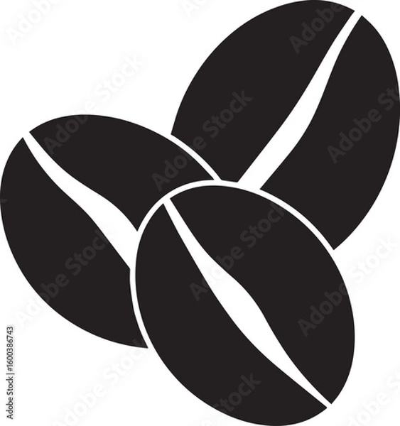 Obraz Coffee Bean Silhouette Vector Format – Black Coffee Ingredient Illustration