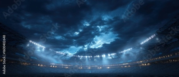 Obraz Night Stadium Under Stormy Sky