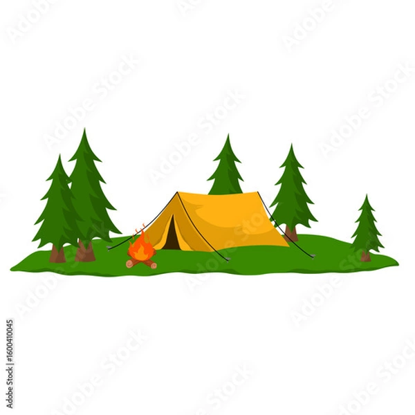 Obraz camping theme vector illustration with white background