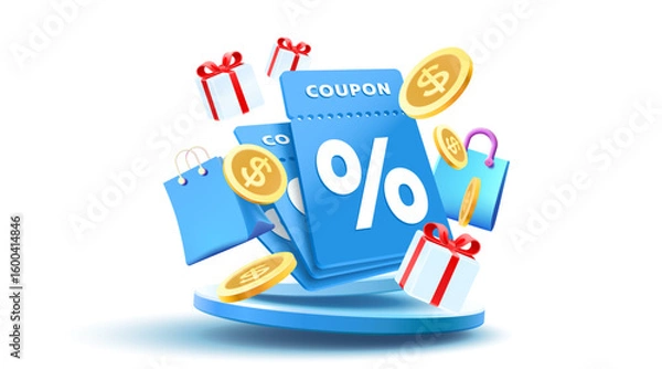 Obraz Coupon special voucher banner, event flyer. Vector illustration