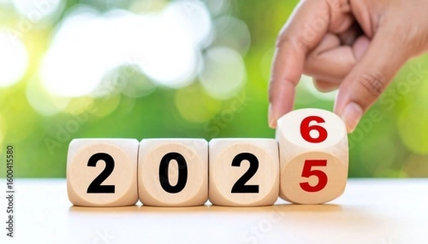 Fototapeta Images for the New Year 2026 and 2027,
various motifs with fireworks, dice, streets, as well as futuristic and traditional designs with clover leaves