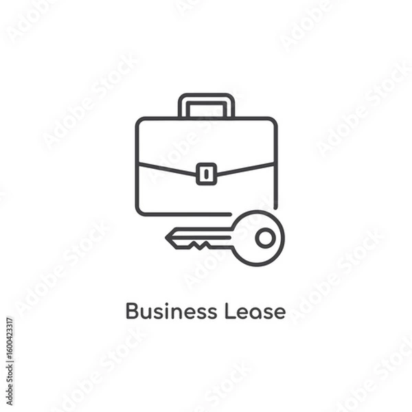 Fototapeta Vector art of a business lease is depicted with a briefcase and a key symbolizing