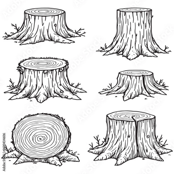 Obraz Tree Trunk Line Art Nature Texture Wood Design