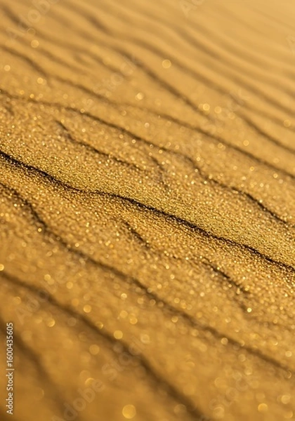 Fototapeta Close-up of golden sand dunes with visible ripples and texture, creating a natural abstract pattern.