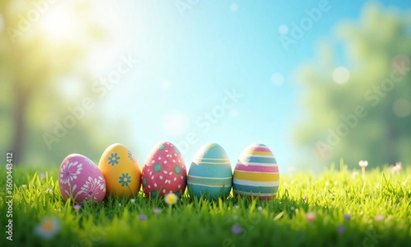 Fototapeta easter eggs on grass