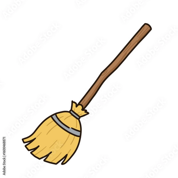 Fototapeta Broom with wooden handle for sweeping and cleaning tasks  