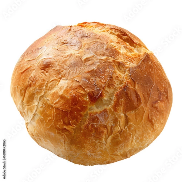 Obraz Round, golden-brown bread, slightly mottled texture