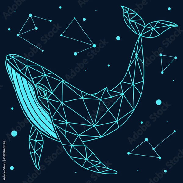 Fototapeta 
a blue whale with lines and dots