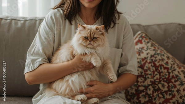 Obraz Cat Lover Moments with Sunny Cuddles and Playful Pet Photography Scenes