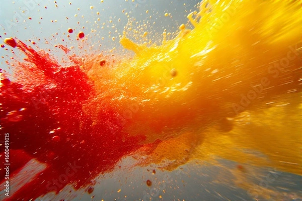Fototapeta Vibrant Red and Yellow Liquid Splash Explosion 2.