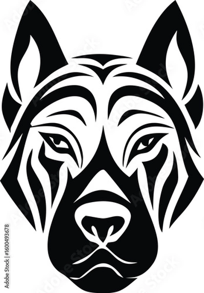 Obraz dog head profile,black and white line art,simplified,minimalist,digital illustration
