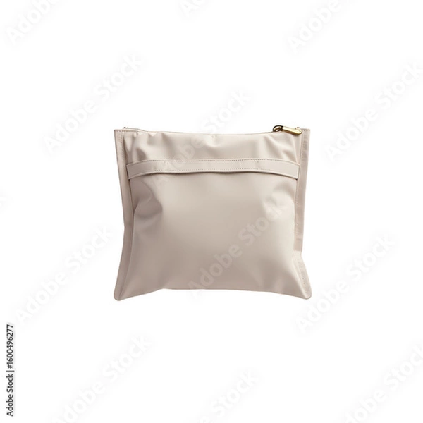 Fototapeta A light beige pouch bag with a zipper closure.