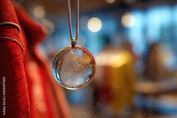 Obraz Close-up of a round pendant on a chain