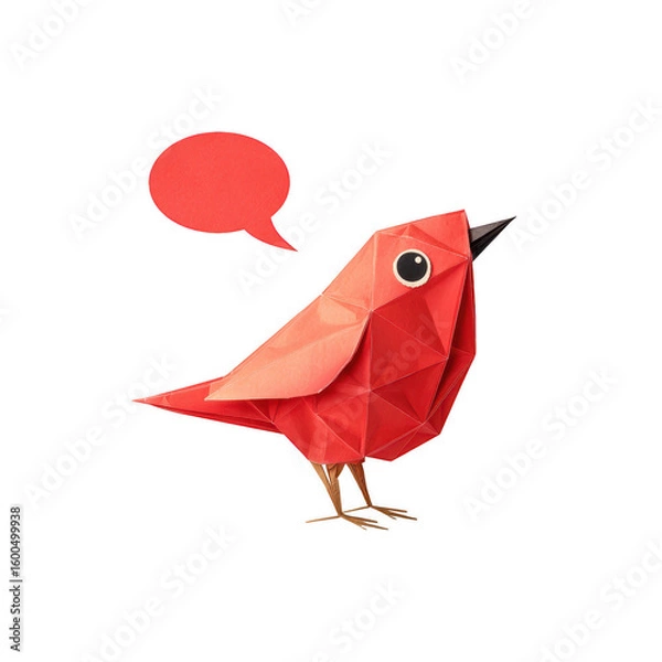 Obraz Origami Bird with Speech Bubble