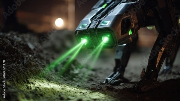 Obraz Robotic dog, night vision, scanning