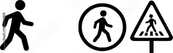 Fototapeta set of A person walking or walk sign flat vector icon for apps and websites
on white background