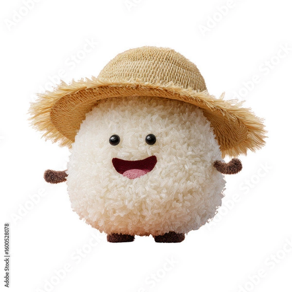 Obraz Cute Rice Character with Straw Hat