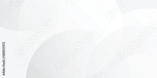 Fototapeta White geometric abstract background overlap layer on bright space with lines effect decoration. Modern graphic design element circles style concept for banner.