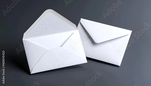 Obraz Two White Envelopes On A Gray Backgrounds