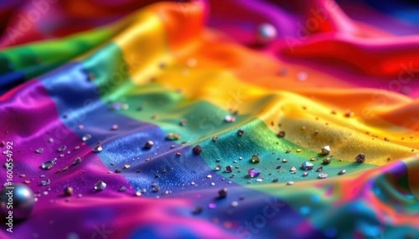 Fototapeta a luxury lgbt pride background with pearlized surfaces and soft pride glow, in rich navy and neon rainbow glow, used in vip sponsorship decks.