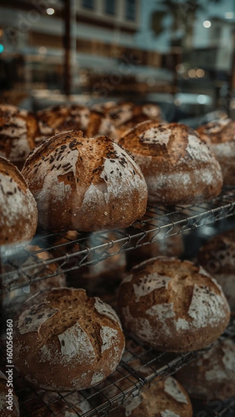 Obraz Fresh Artisanal Sourdough and Traditional Bakery Display Photography