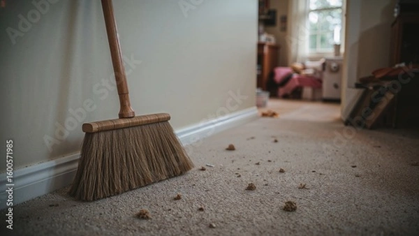 Obraz Sweeping debris off a carpet