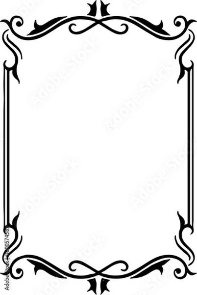 Obraz decorative frame with floral ornament, Frame with Floral Accents with ornate border for Empty page decoration, picture frames, invitations and greeting card template framing