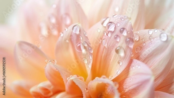 Fototapeta A close up of a dahlia flower with water droplets on its petals.