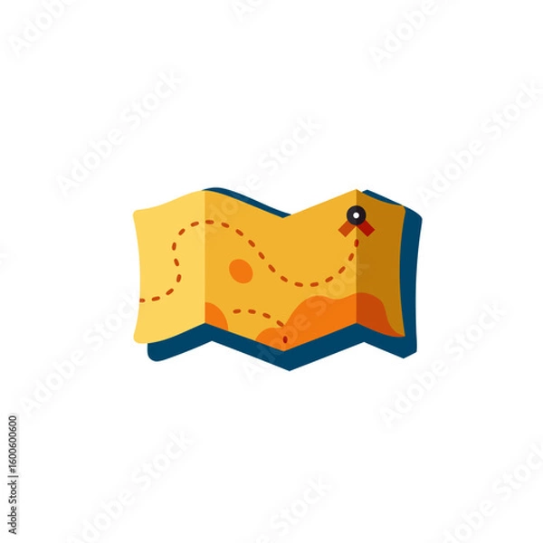 Obraz cartoon treasure map folded with dotted path.svg