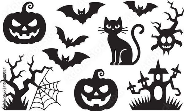 Obraz Halloween Silhouette Vector Graphics Set