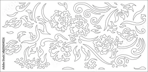 Fototapeta vector sketch illustration silhouette design background pattern geometric floral natural abstract classic vintage ethnic traditional