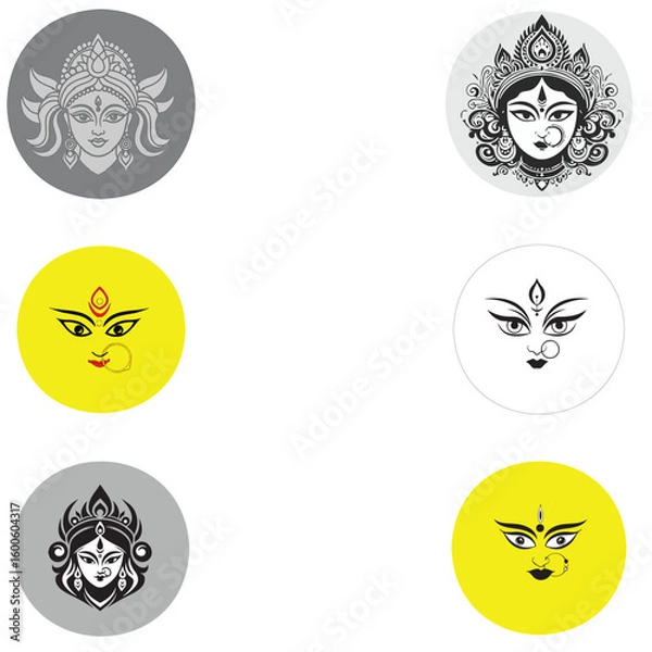 Obraz Durga mata face group vector image