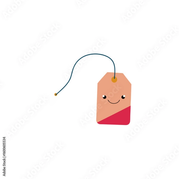 Obraz tea bag with smiling tag and dangling string 