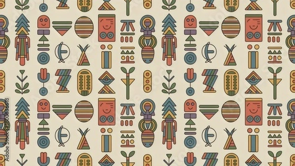 Obraz Explore an earthy, geometric pattern with tribal flair for your next creative project now!