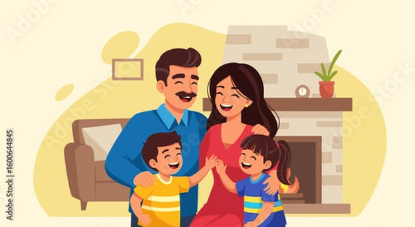Obraz Happy family illustration perfect for brochures, websites, and family-themed projects.