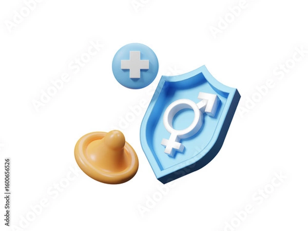 Fototapeta World Sexual Health Day icon isolated on transparent background, health check impotence or sexual dysfunction consult a doctor and disease treatment. Medication for erectile dysfunction. 3d rendering
