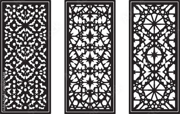 Fototapeta Intricate Black Geometric Laser Cut Panels