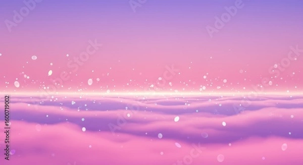Obraz Pink ethereal scene of clouds  floating objects Gradient sky above