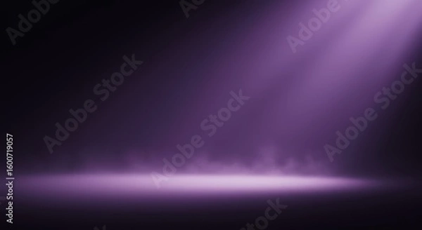 Obraz Purple light shines onto a darkened stage creating a smoky ambiance and spotlight effect