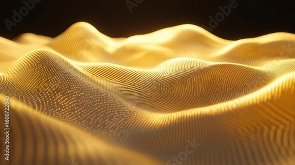Fototapeta Golden undulating surface with dotted texture abstract background image