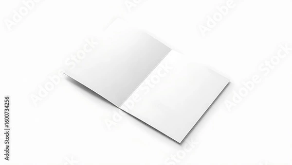 Fototapeta An open white card resting on a white surface casting a shadow creating a clean and simple image