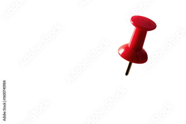 Fototapeta Single red pushpin against black background