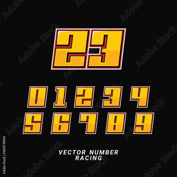 Obraz Racing Number Vector Set Editable Speed Style Design