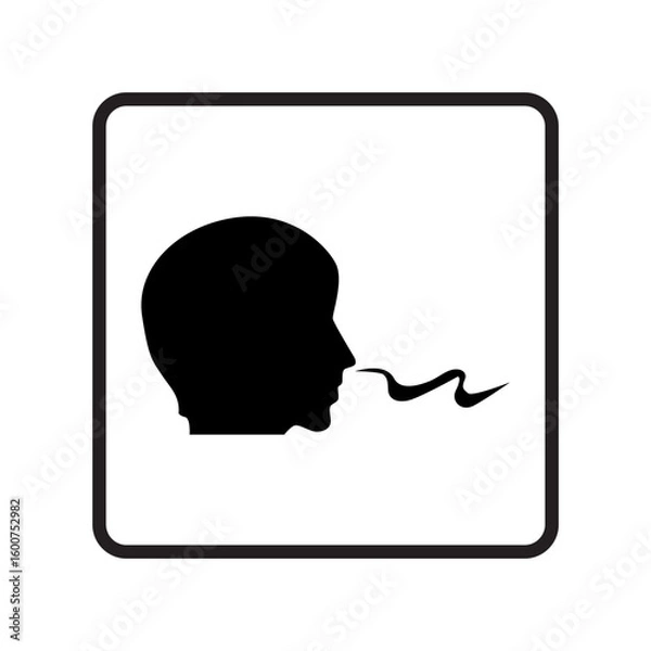Obraz Odor Warning Icon – Silhouette of Head with Strong Smell Symbol in Flat Style
