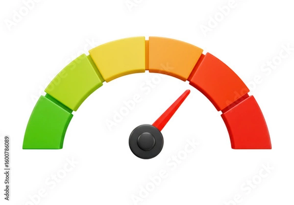 Obraz 3D speedometer gauge with needle isolated on transparent background