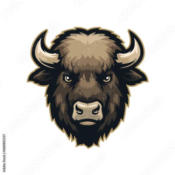 Fototapeta Buffalo head illustration showcasing strength and power in a dynamic design style