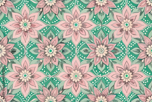 Obraz Playful Cat Illustration for Seamless Repeating Pattern Background Design