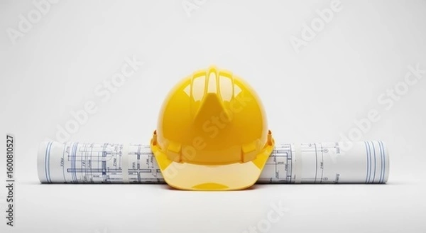 Obraz Construction planning action building site blueprint content professional environment view project management concept