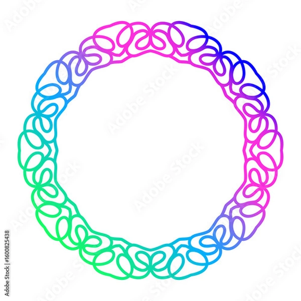 Fototapeta Bright Gradient Colored Mandala Abstract Lace Art. Neon Frame Border Isolated on Background, Retro Birthday Party Greeting card Invitation Design Element Symbol